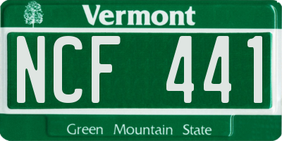 VT license plate NCF441