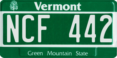 VT license plate NCF442
