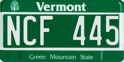 VT license plate NCF445
