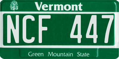VT license plate NCF447