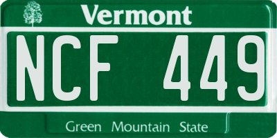 VT license plate NCF449