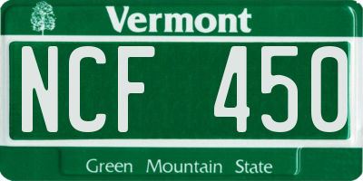 VT license plate NCF450