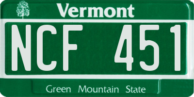 VT license plate NCF451