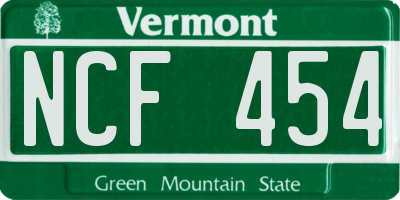 VT license plate NCF454