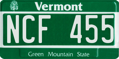 VT license plate NCF455