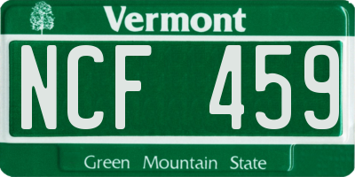 VT license plate NCF459