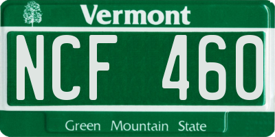 VT license plate NCF460