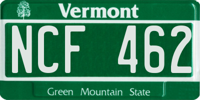 VT license plate NCF462