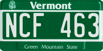 VT license plate NCF463