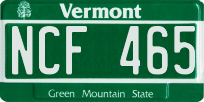 VT license plate NCF465