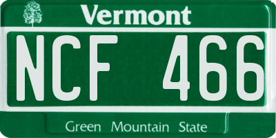 VT license plate NCF466