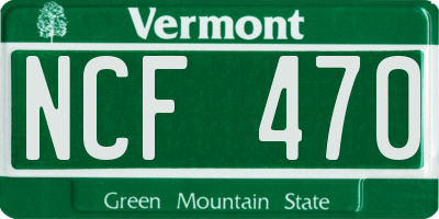 VT license plate NCF470