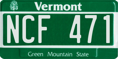 VT license plate NCF471