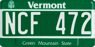 VT license plate NCF472
