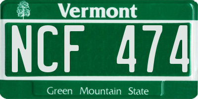 VT license plate NCF474