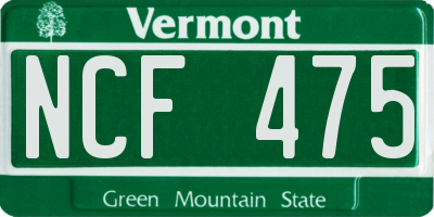 VT license plate NCF475