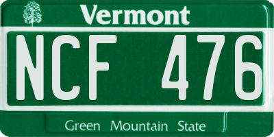 VT license plate NCF476