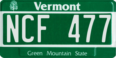VT license plate NCF477