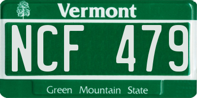 VT license plate NCF479