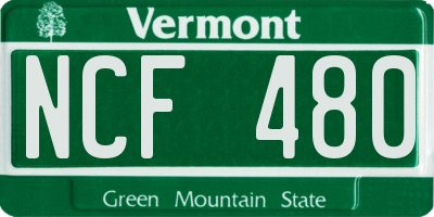 VT license plate NCF480