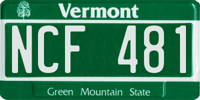 VT license plate NCF481
