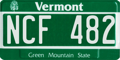 VT license plate NCF482