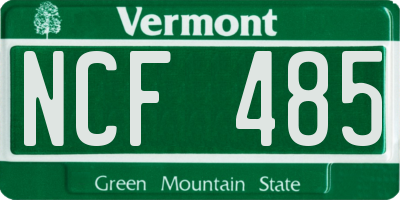 VT license plate NCF485