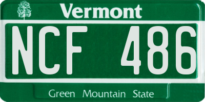 VT license plate NCF486