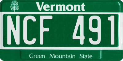 VT license plate NCF491