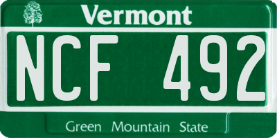 VT license plate NCF492