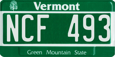 VT license plate NCF493