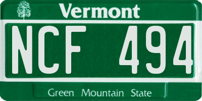 VT license plate NCF494