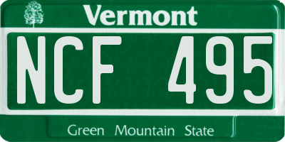 VT license plate NCF495