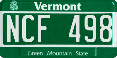 VT license plate NCF498