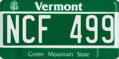 VT license plate NCF499