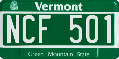 VT license plate NCF501