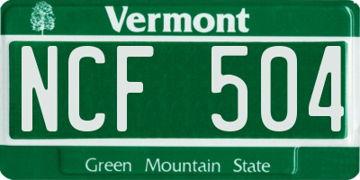 VT license plate NCF504