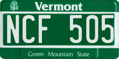 VT license plate NCF505