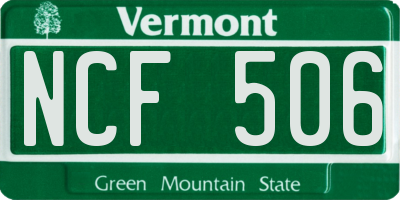 VT license plate NCF506