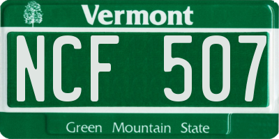 VT license plate NCF507