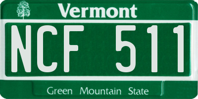 VT license plate NCF511
