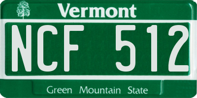 VT license plate NCF512