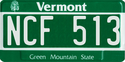 VT license plate NCF513