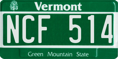 VT license plate NCF514