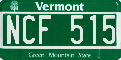 VT license plate NCF515
