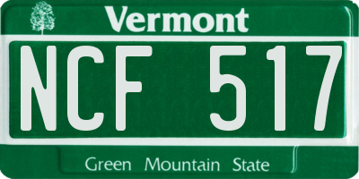 VT license plate NCF517