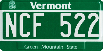 VT license plate NCF522