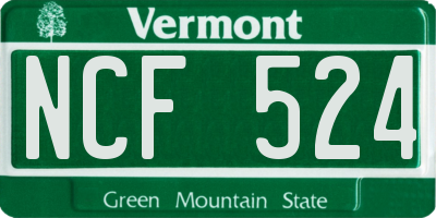 VT license plate NCF524