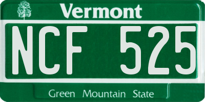 VT license plate NCF525