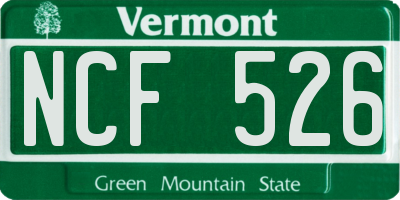 VT license plate NCF526